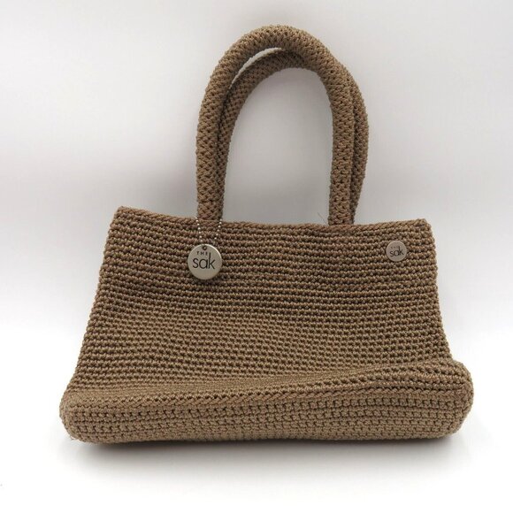 The Sak Purse Crochet Handbag Brown 9.5x6.5x4.5" Hand Bag Satchel Logo Hang Tag - Picture 1 of 6